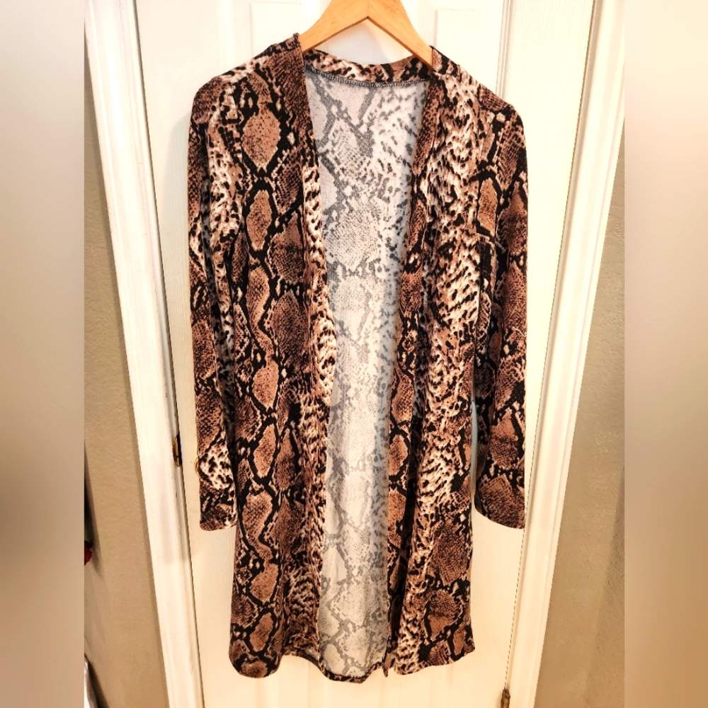 Duster Snakeskin Print Womens Casual Fashion Open Duster 🐍